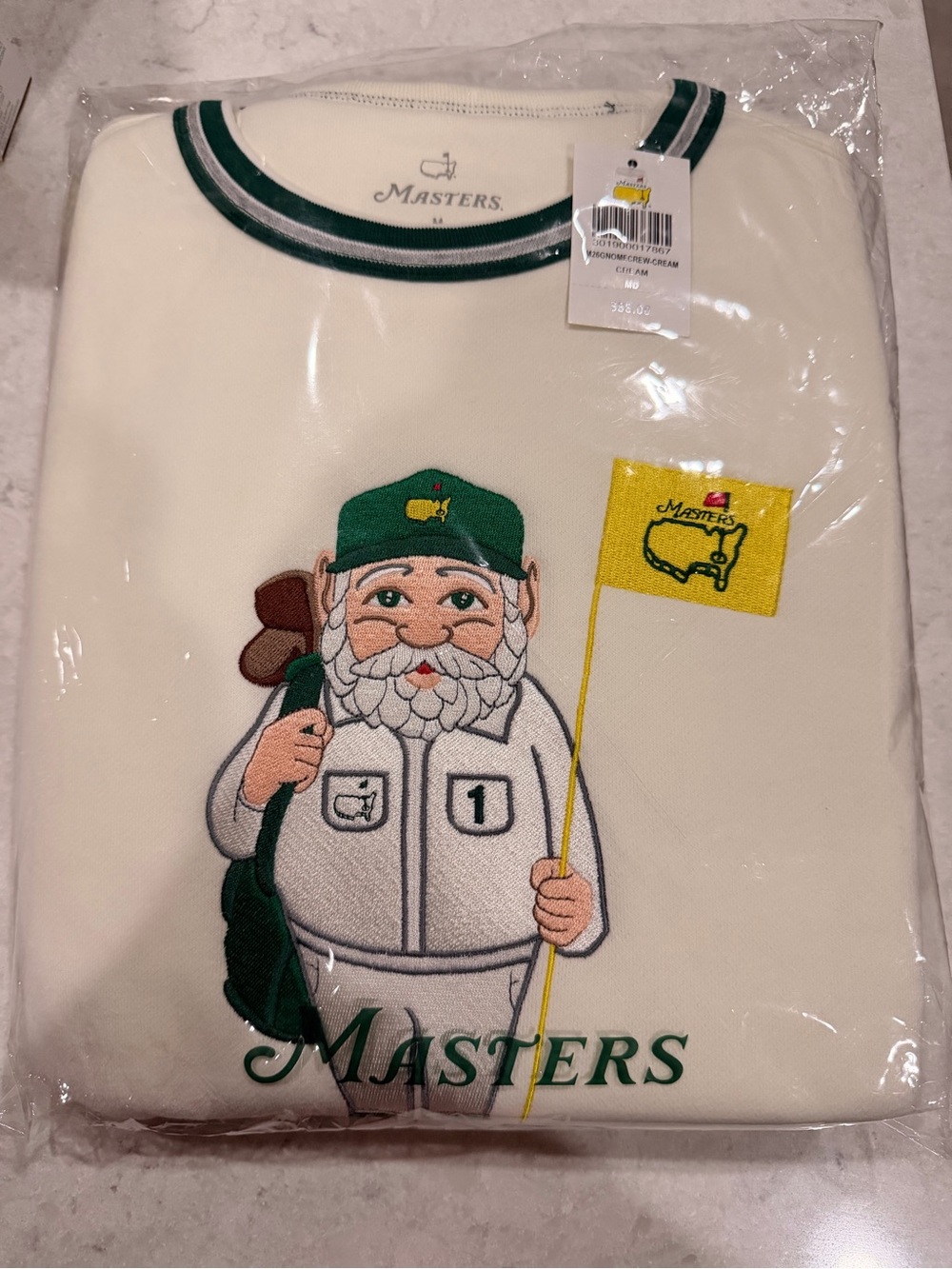 NEW WITH TAGS Masters Cream Crewneck with Embroidered Gnome